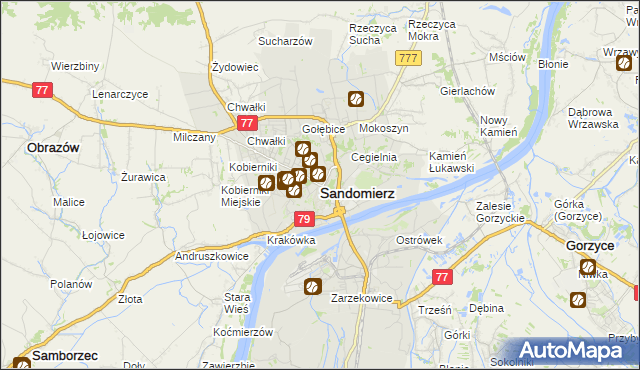mapa Sandomierza, Sandomierz na mapie Targeo