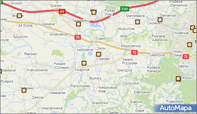 mapa Siedlec gmina Bochnia, Siedlec gmina Bochnia na mapie Targeo
