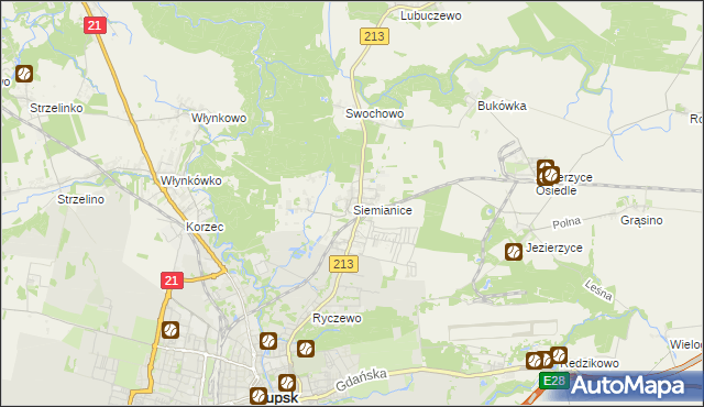 mapa Siemianice gmina Słupsk, Siemianice gmina Słupsk na mapie Targeo