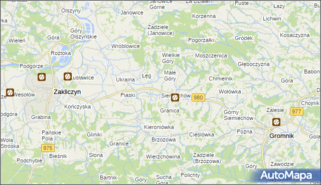 mapa Siemiechów gmina Gromnik, Siemiechów gmina Gromnik na mapie Targeo