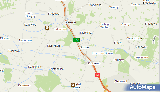mapa Sobole gmina Załuski, Sobole gmina Załuski na mapie Targeo