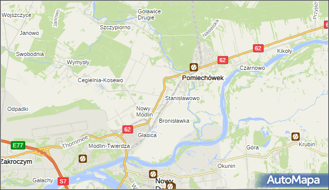 mapa Stanisławowo gmina Pomiechówek, Stanisławowo gmina Pomiechówek na mapie Targeo
