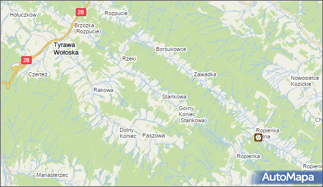 mapa Stańkowa gmina Ustrzyki Dolne, Stańkowa gmina Ustrzyki Dolne na mapie Targeo