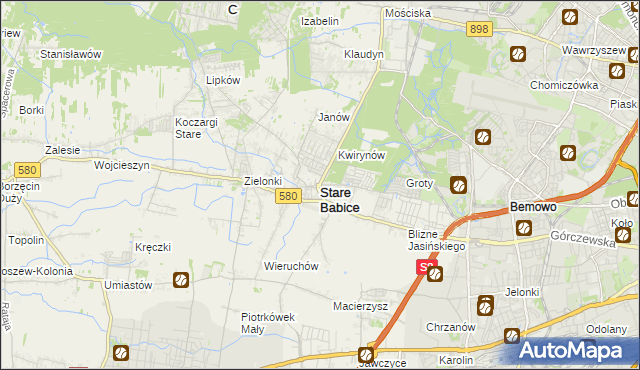 mapa Stare Babice, Stare Babice na mapie Targeo