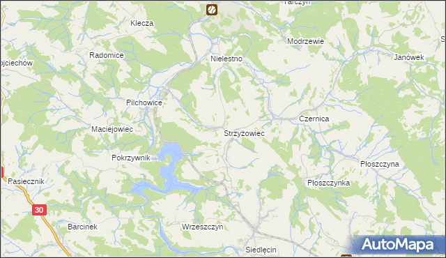 mapa Strzyżowiec gmina Wleń, Strzyżowiec gmina Wleń na mapie Targeo