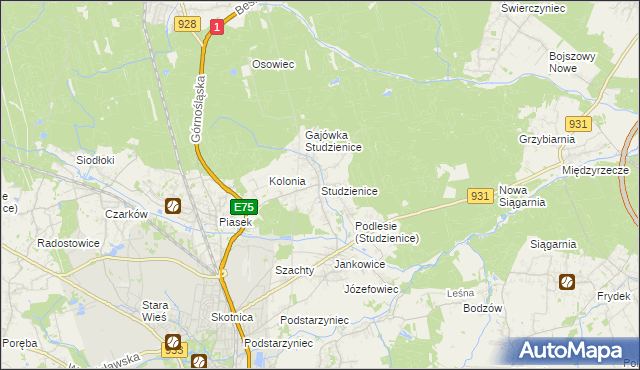 mapa Studzienice gmina Pszczyna, Studzienice gmina Pszczyna na mapie Targeo
