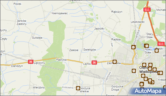 mapa Świeligów, Świeligów na mapie Targeo