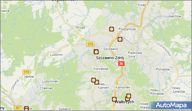 mapa Szczawno-Zdrój, Szczawno-Zdrój na mapie Targeo