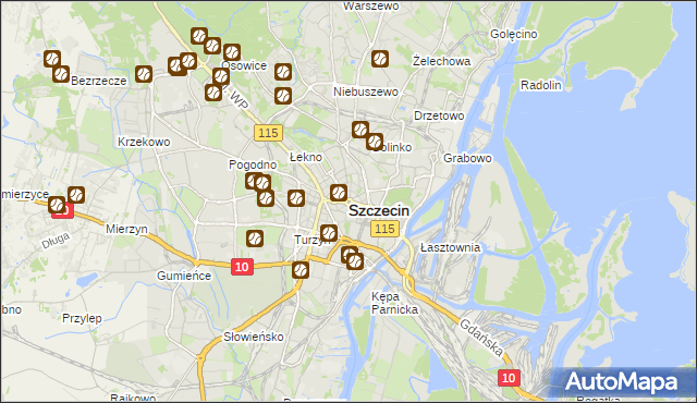 mapa Szczecina, Szczecin na mapie Targeo