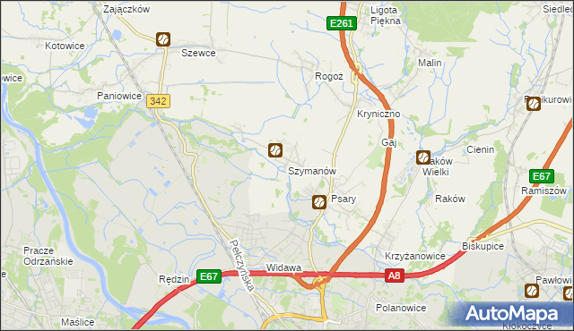 mapa Szymanów gmina Wisznia Mała, Szymanów gmina Wisznia Mała na mapie Targeo