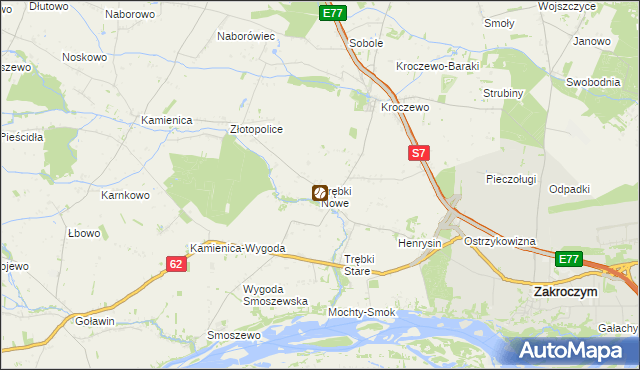 mapa Trębki Nowe, Trębki Nowe na mapie Targeo