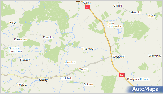 mapa Trutnowo gmina Bartoszyce, Trutnowo gmina Bartoszyce na mapie Targeo