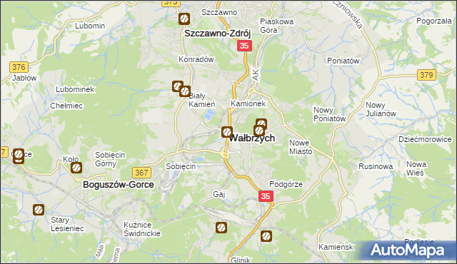mapa Wałbrzycha, Wałbrzych na mapie Targeo