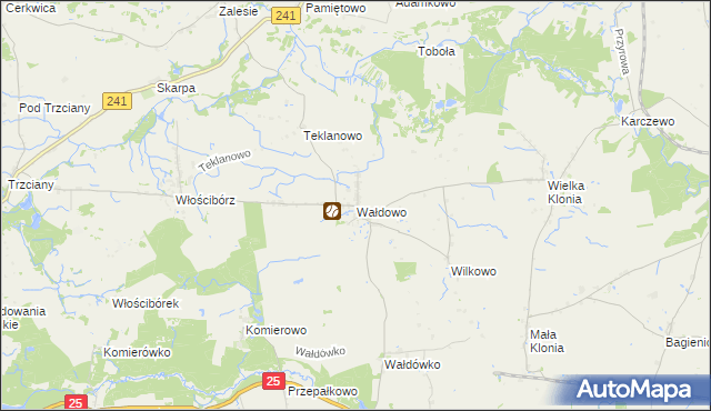 mapa Wałdowo gmina Sępólno Krajeńskie, Wałdowo gmina Sępólno Krajeńskie na mapie Targeo