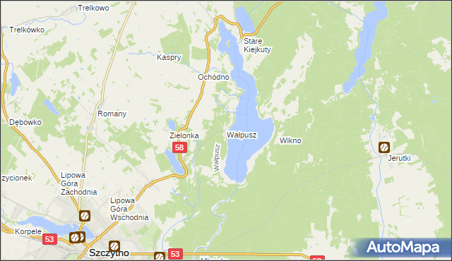 mapa Wałpusz, Wałpusz na mapie Targeo