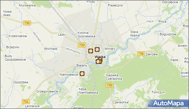 mapa Warka, Warka na mapie Targeo