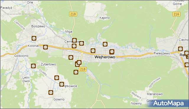 mapa Wejherowo, Wejherowo na mapie Targeo