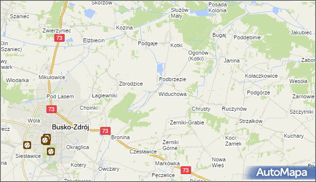 mapa Widuchowa gmina Busko-Zdrój, Widuchowa gmina Busko-Zdrój na mapie Targeo