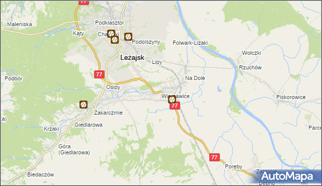 mapa Wierzawice, Wierzawice na mapie Targeo