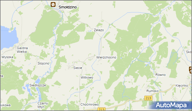 mapa Wierzchocino, Wierzchocino na mapie Targeo