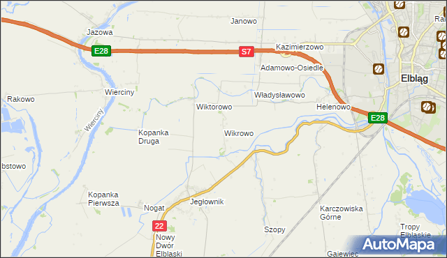 mapa Wikrowo gmina Gronowo Elbląskie, Wikrowo gmina Gronowo Elbląskie na mapie Targeo