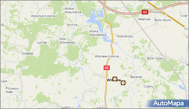 mapa Wiśniew-Kolonia, Wiśniew-Kolonia na mapie Targeo