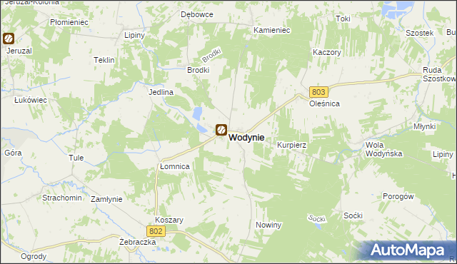 mapa Wodynie, Wodynie na mapie Targeo