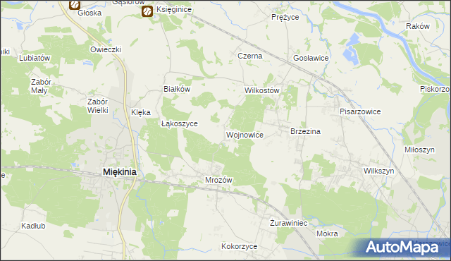 mapa Wojnowice gmina Miękinia, Wojnowice gmina Miękinia na mapie Targeo