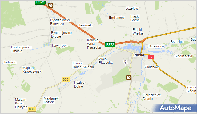 mapa Wola Piasecka, Wola Piasecka na mapie Targeo