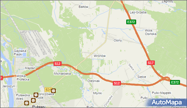 mapa Wronów gmina Końskowola, Wronów gmina Końskowola na mapie Targeo