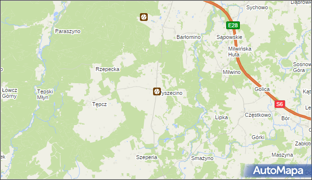 mapa Wyszecino, Wyszecino na mapie Targeo