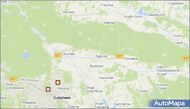 mapa Zagórze gmina Halinów, Zagórze gmina Halinów na mapie Targeo