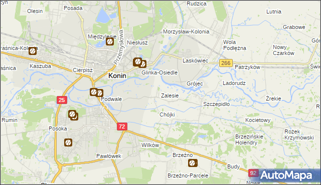 mapa Zalesie gmina Krzymów, Zalesie gmina Krzymów na mapie Targeo