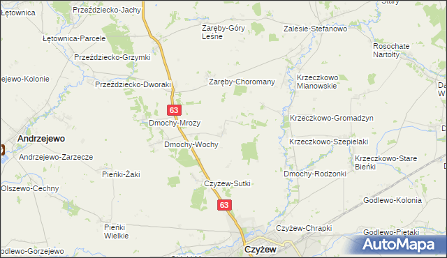 mapa Zaręby-Bindugi, Zaręby-Bindugi na mapie Targeo