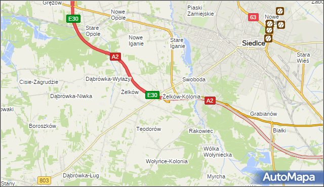 mapa Żelków-Kolonia, Żelków-Kolonia na mapie Targeo