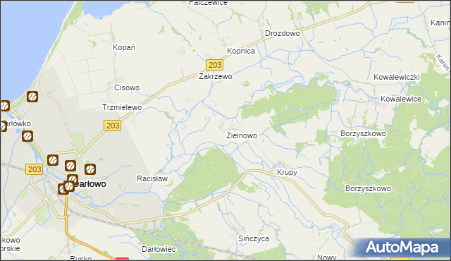 mapa Zielnowo gmina Darłowo, Zielnowo gmina Darłowo na mapie Targeo