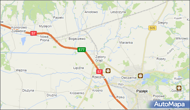 mapa Zielony Grąd, Zielony Grąd na mapie Targeo