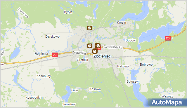 mapa Złocieniec, Złocieniec na mapie Targeo