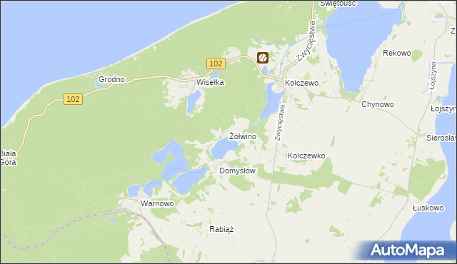 mapa Żółwino gmina Wolin, Żółwino gmina Wolin na mapie Targeo