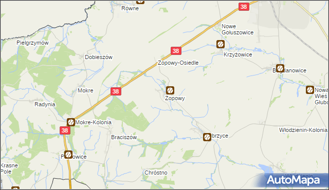 mapa Zopowy, Zopowy na mapie Targeo