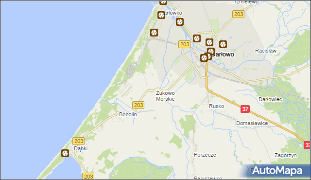 mapa Żukowo Morskie, Żukowo Morskie na mapie Targeo