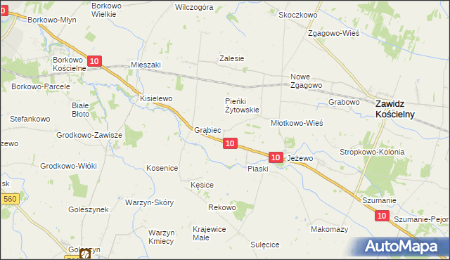 mapa Żytowo gmina Zawidz, Żytowo gmina Zawidz na mapie Targeo