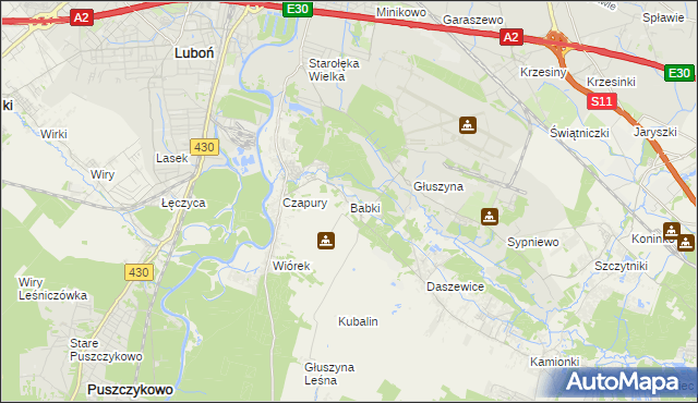mapa Babki gmina Mosina, Babki gmina Mosina na mapie Targeo