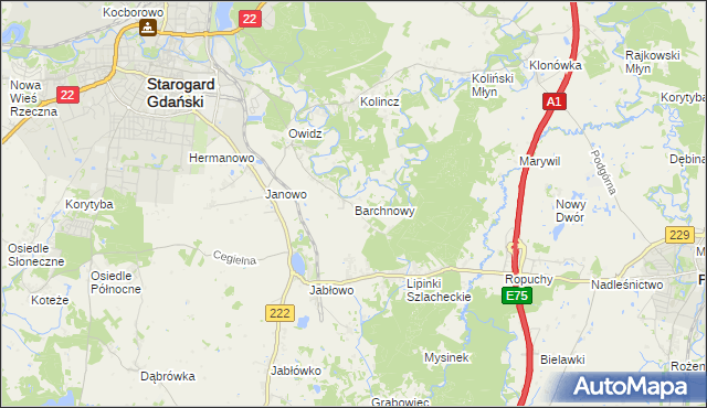 mapa Barchnowy, Barchnowy na mapie Targeo