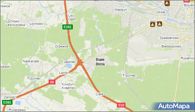 mapa Białe Błota powiat bydgoski, Białe Błota powiat bydgoski na mapie Targeo