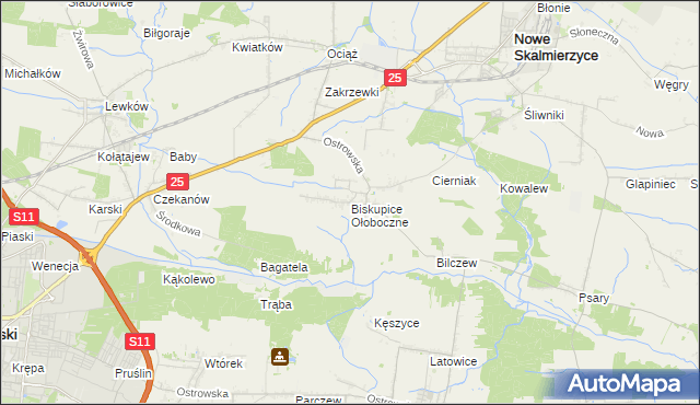 mapa Biskupice Ołoboczne, Biskupice Ołoboczne na mapie Targeo
