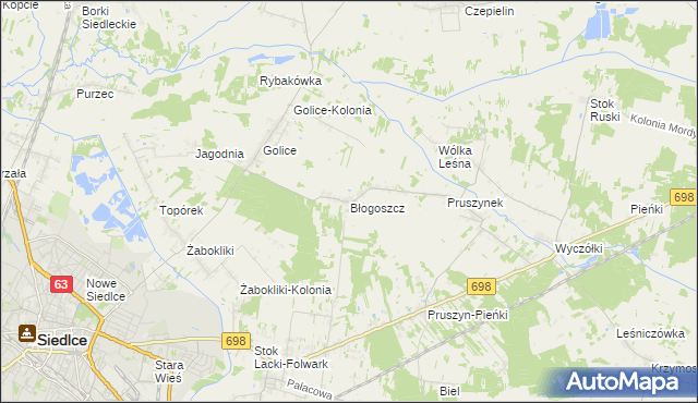 mapa Błogoszcz, Błogoszcz na mapie Targeo