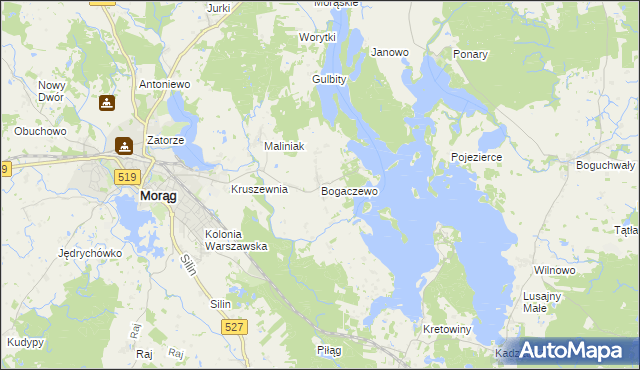 mapa Bogaczewo gmina Morąg, Bogaczewo gmina Morąg na mapie Targeo