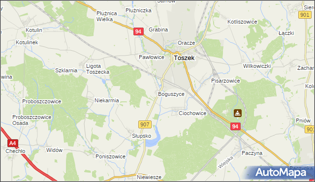 mapa Boguszyce gmina Toszek, Boguszyce gmina Toszek na mapie Targeo