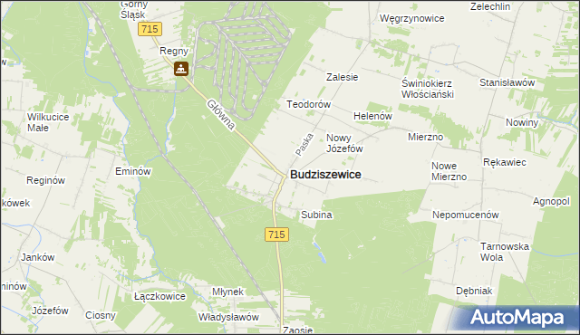 mapa Budziszewice powiat tomaszowski, Budziszewice powiat tomaszowski na mapie Targeo